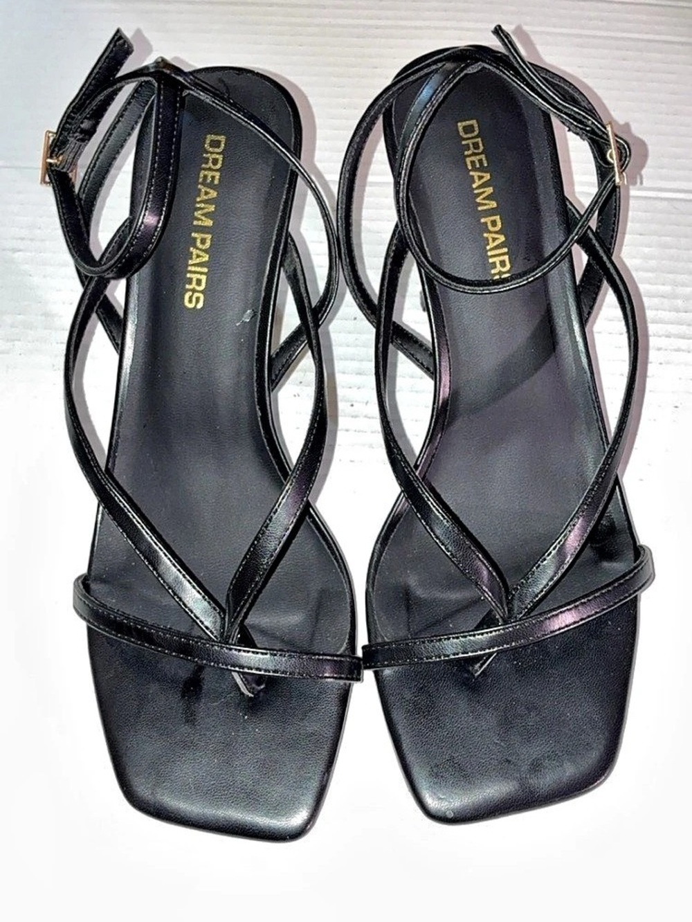 Dream Pairs Dreamy Square Toe Strappy Kitten Heels Black